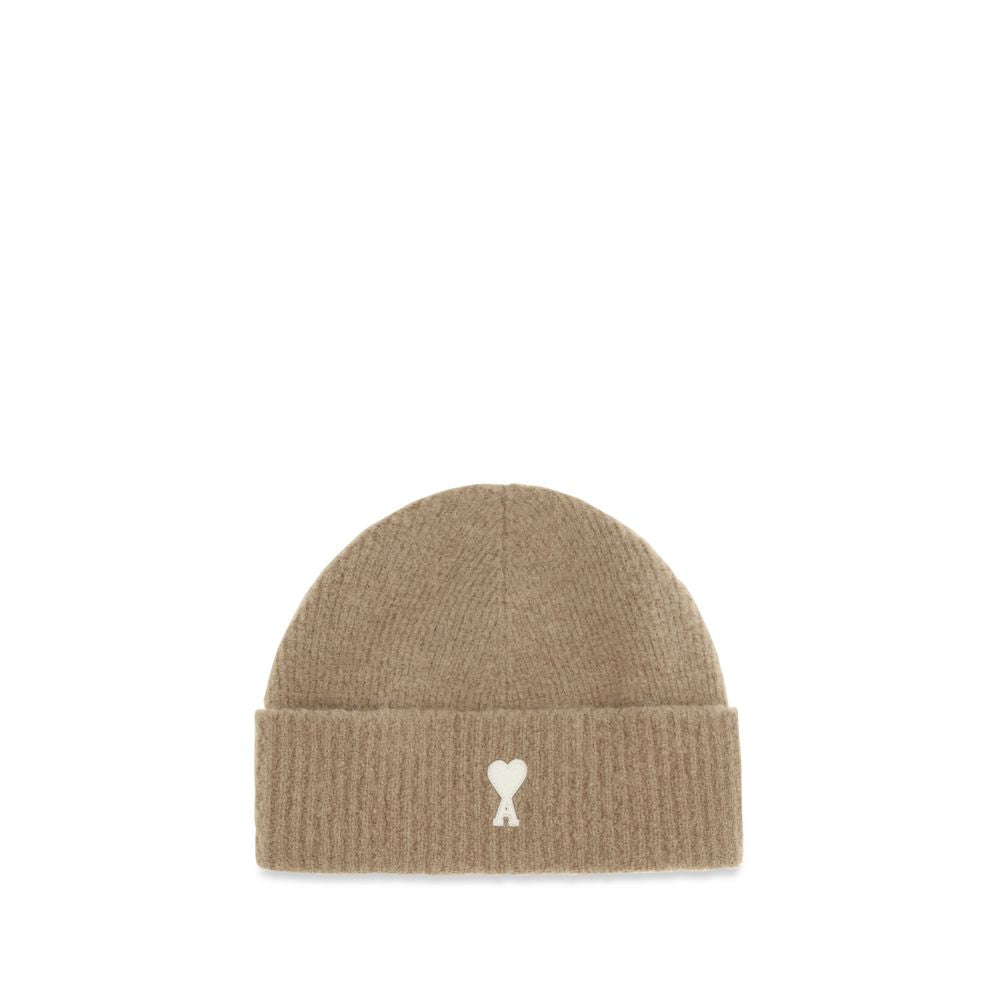 AMI Paris Beige Wool Beanie