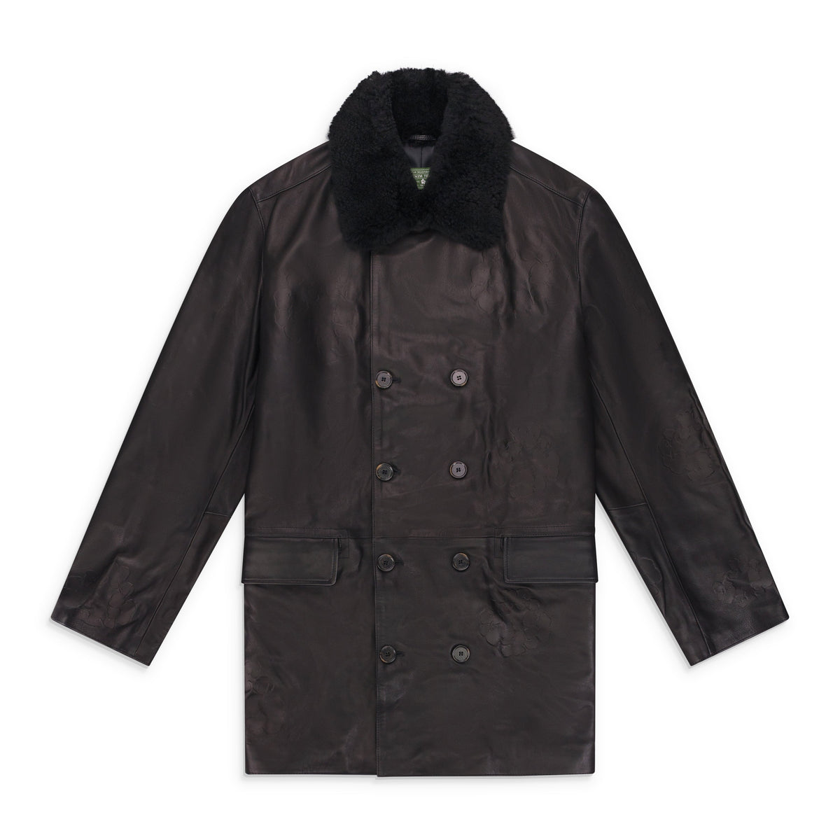 Black Oakland Wreath Winter Leather Coat