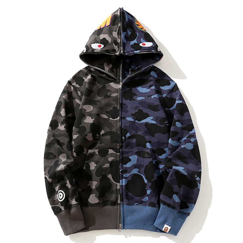 BAPE Camo Shark Spliced Zip Hoodie - Two-Tone
