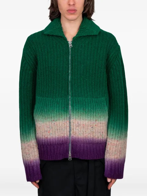 sacai garment-dye cardigan