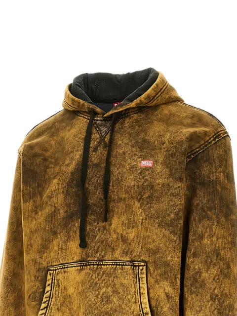 Diesel acid-wash logo-patch hoodie