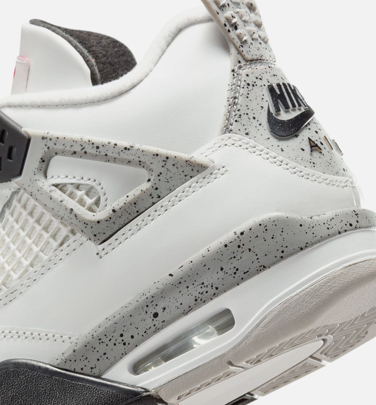 Air Jordan 4 Retro White Cement Big Kids' Sneakers - Summit White / Fire Red / Cement Grey / Black