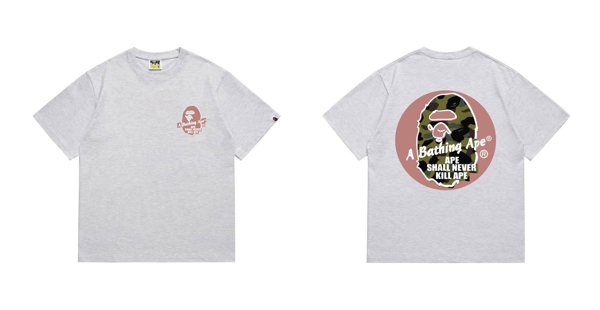 BAPE Pink Accent Ape Circle Graphic T-Shirt