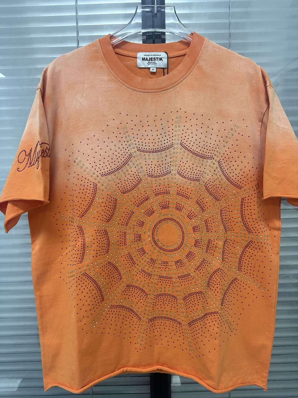 MAJESTIK Rhinestone Spiderweb Graphic T-Shirt