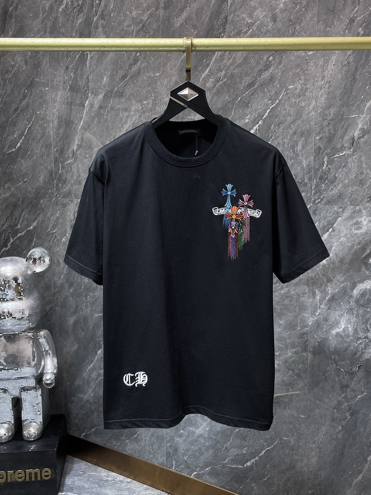 Chrome Hearts Floral Cross Embroidered T-Shirt