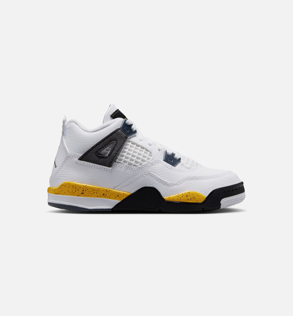 Air Jordan 4 Retro Rare Air Tour Yellow Preschool Lifestyle Shoes - White/Dark Blue Grey/Black/Tour Yellow