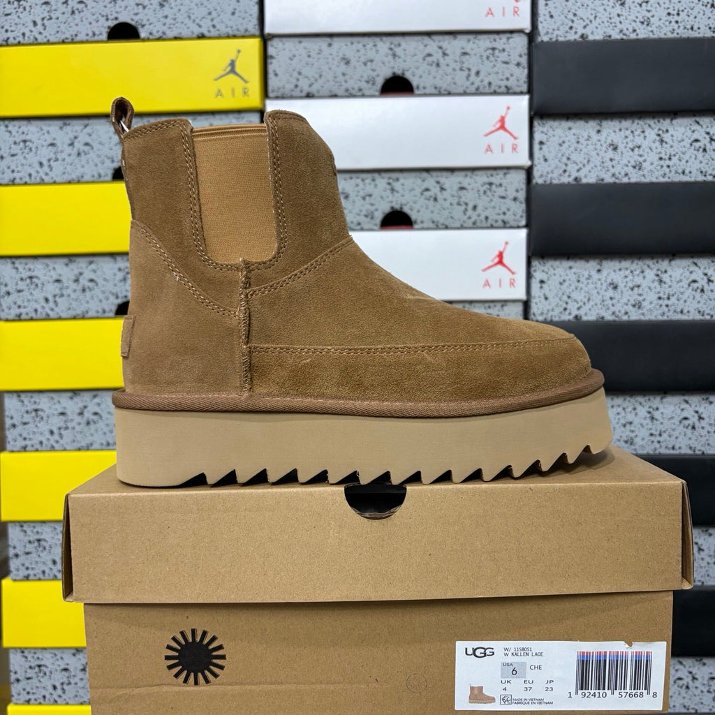 UGG Chelsea Platform Ankle Boot – Women’s Suede Boot with Elastic Gusset & Lug Sole in Chestnut