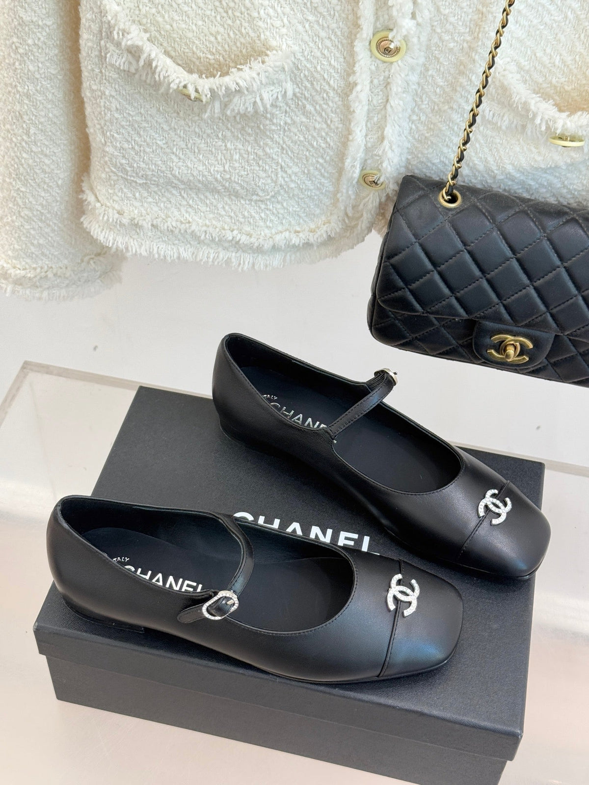 Chanel Rhinestone Double C Mary Jane Flats – 25K Collection