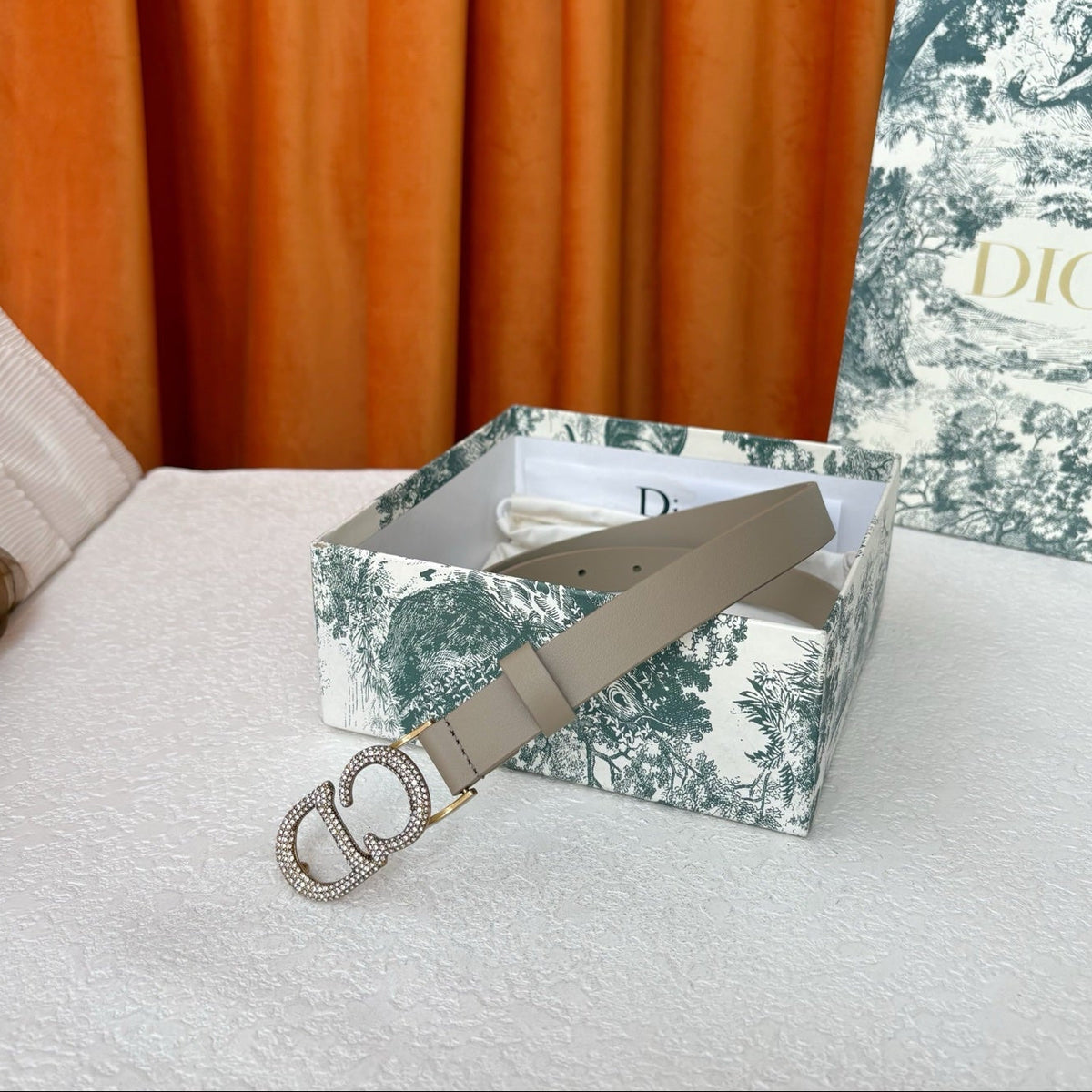 DIOR 25S BELT 20 MM IN BEIGE-GREY CALFSKIN 595248