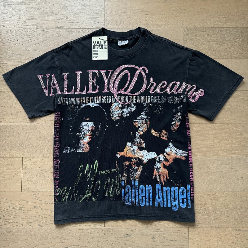 VALE USA Fallen Angel Rhinestone Graphic T-Shirt