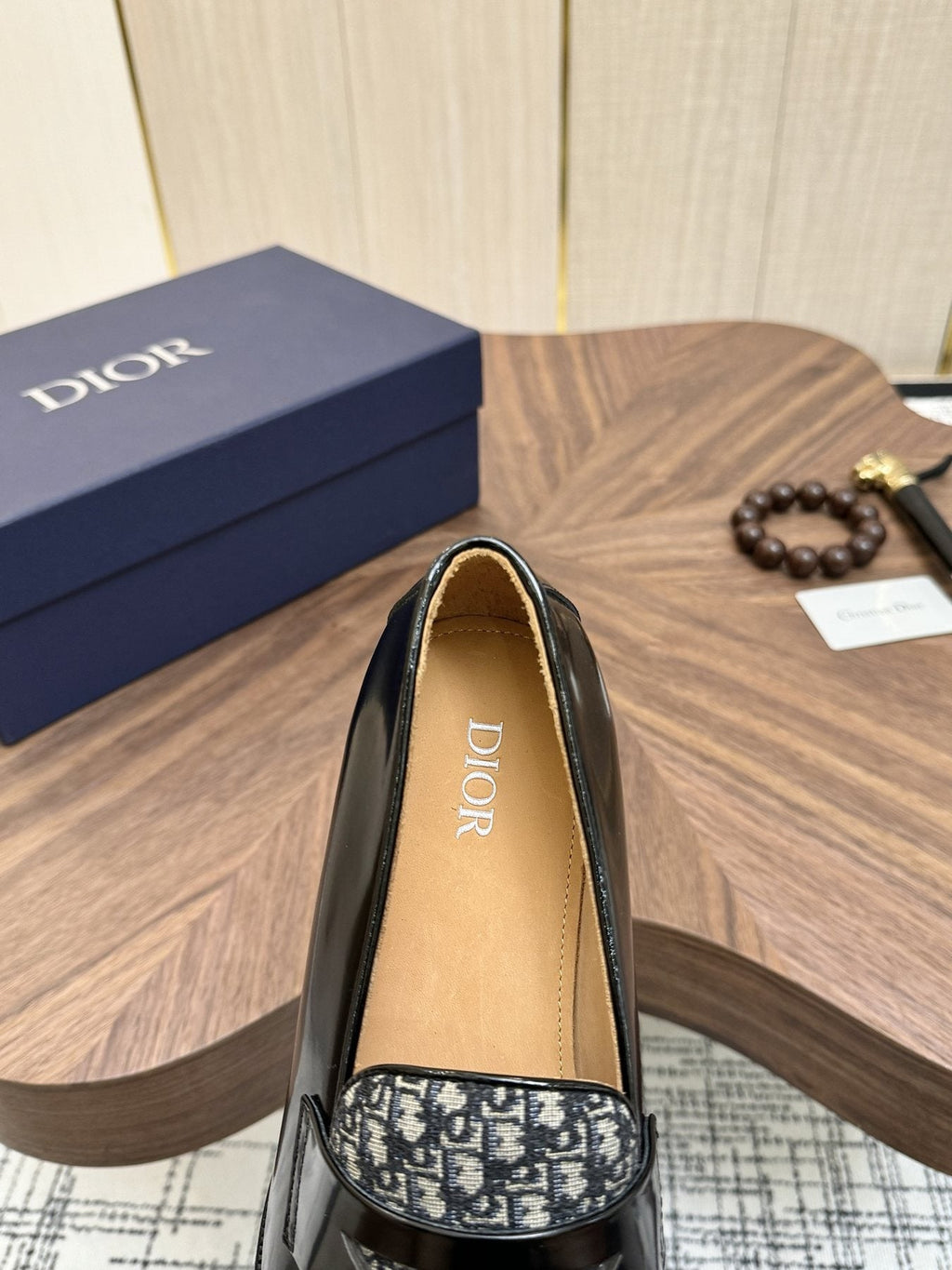 Dior Black & Gray Patterned Loafers