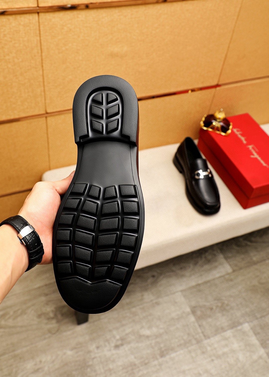 Salvatore Ferragamo Black Hardware Loafers