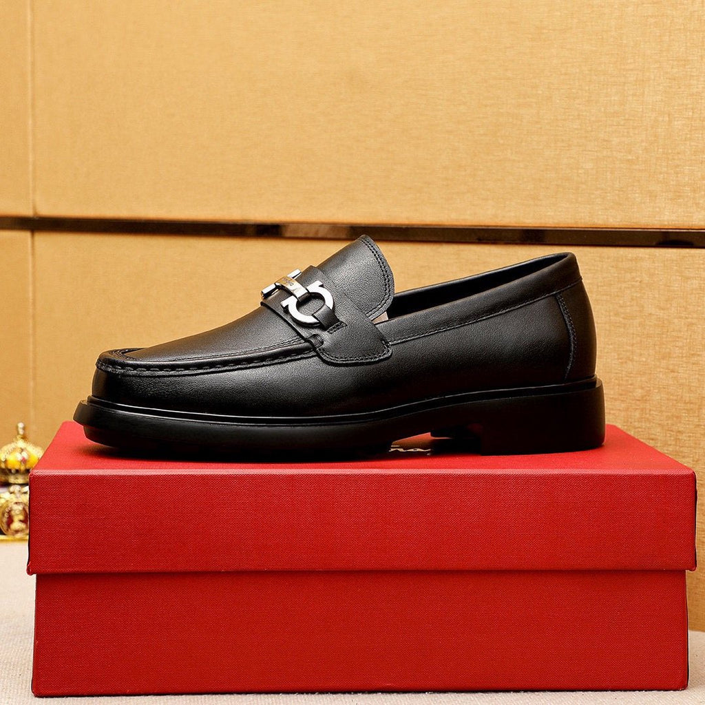 Salvatore Ferragamo Black Hardware Loafers