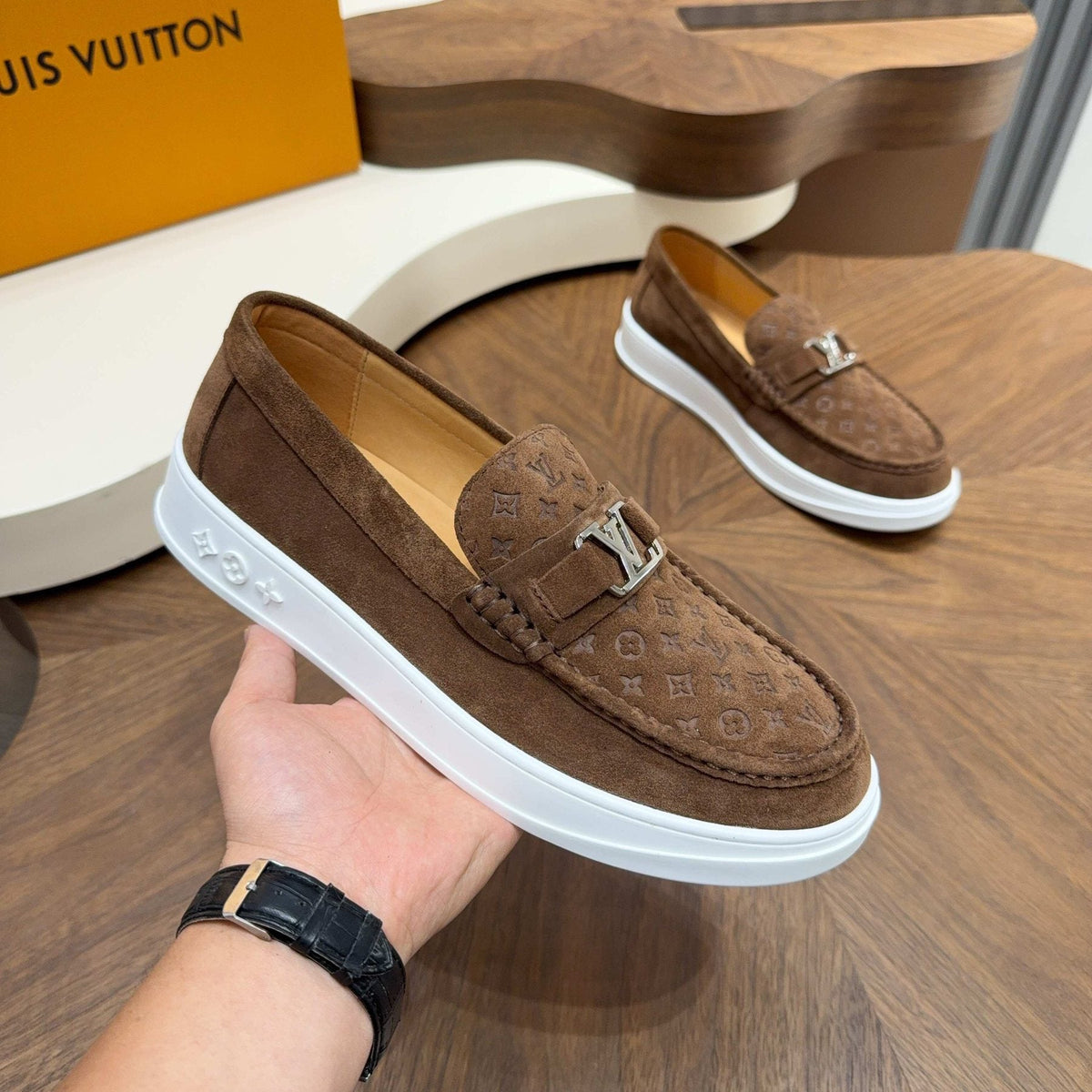 Louis Vuitton Men's Monogram Slip-On Sneakers - Moc-Toe Stitching