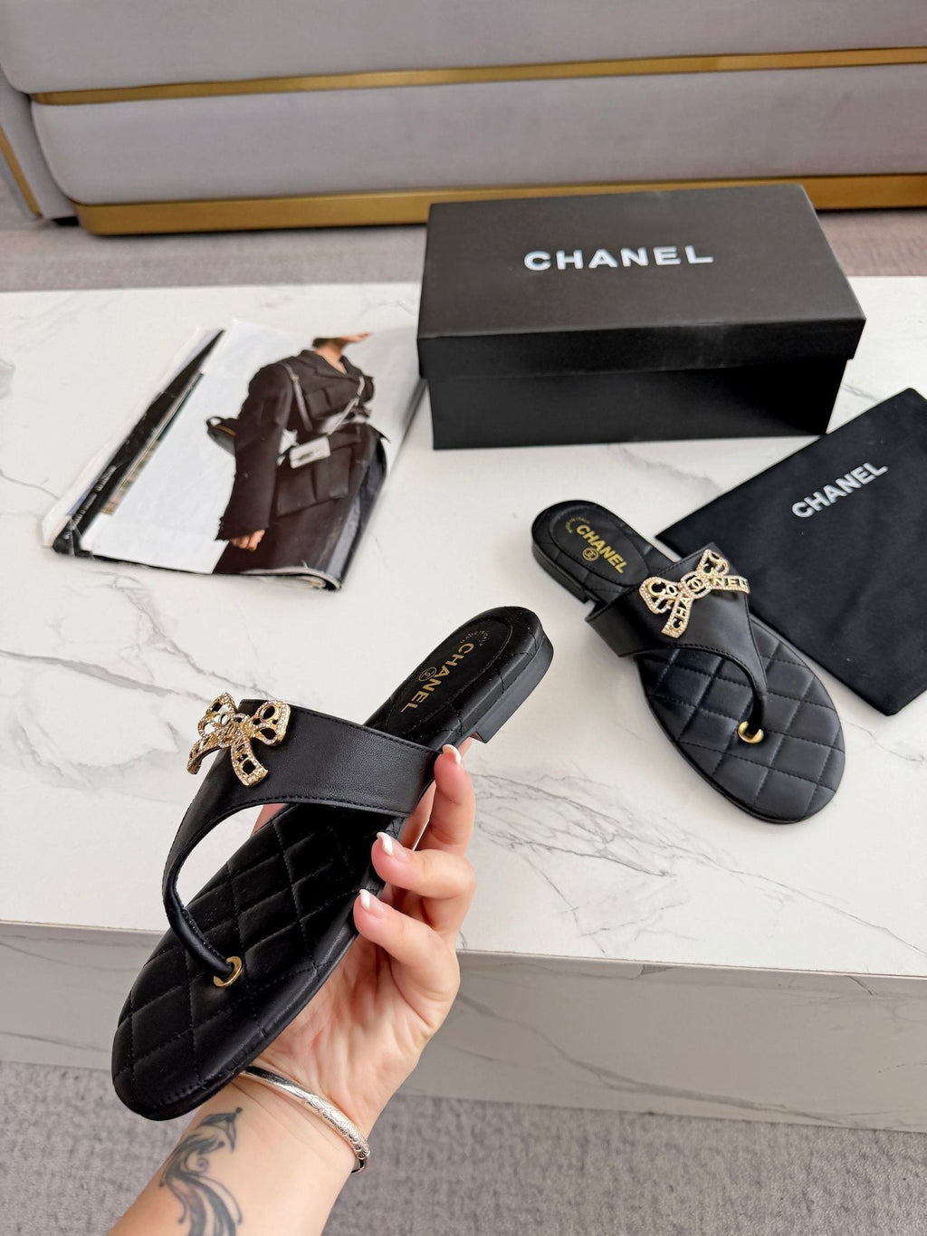 Quilted Bow Sandals