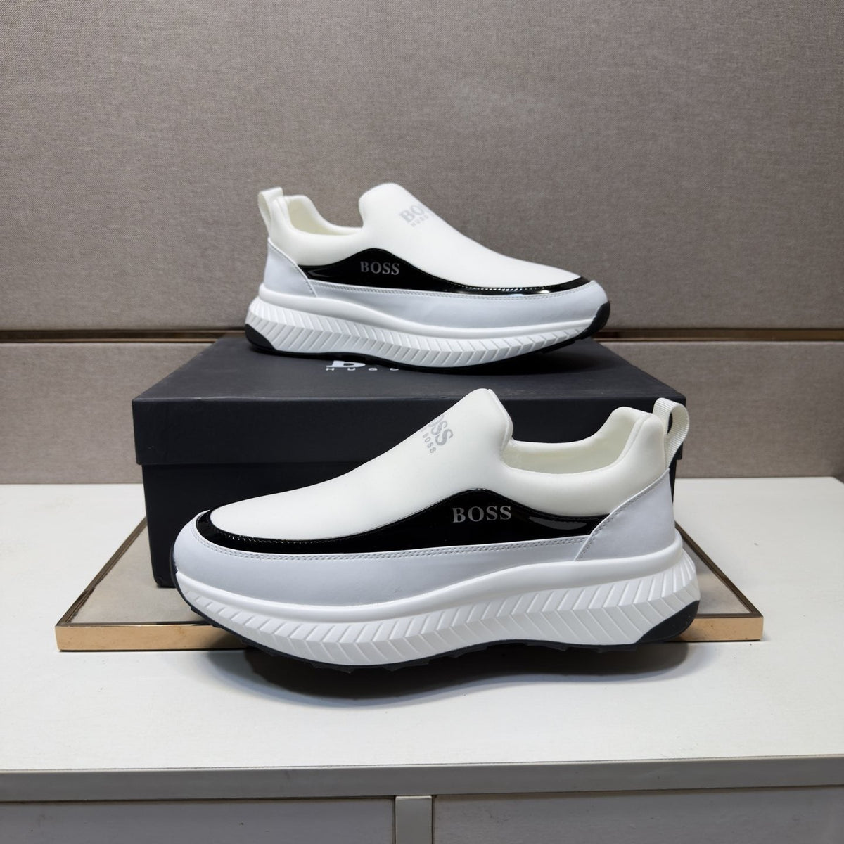 BOSS Men's Contrast-Trim Slip-On Sneakers