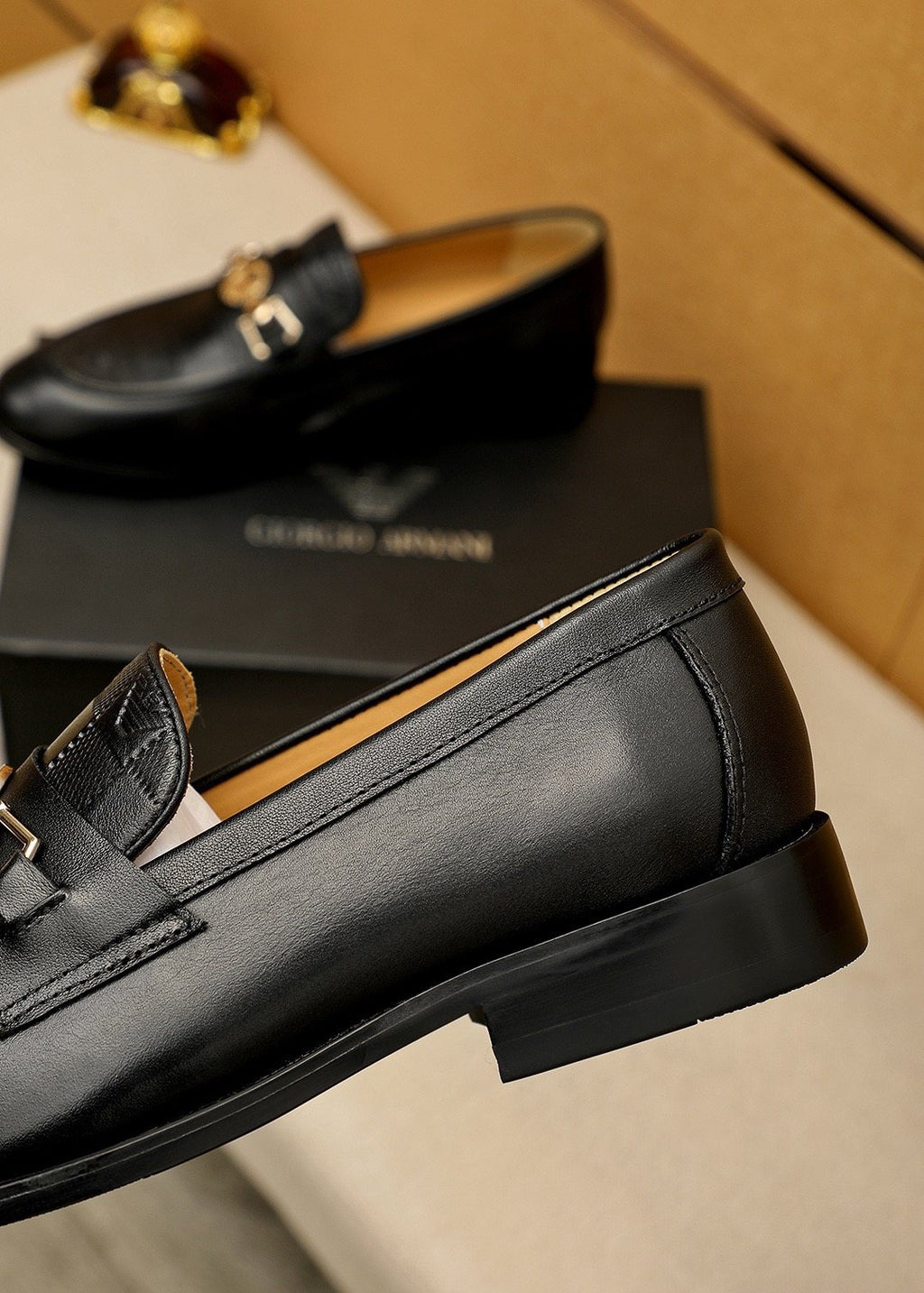 Armani Men's Black Embossed Bit Loafers