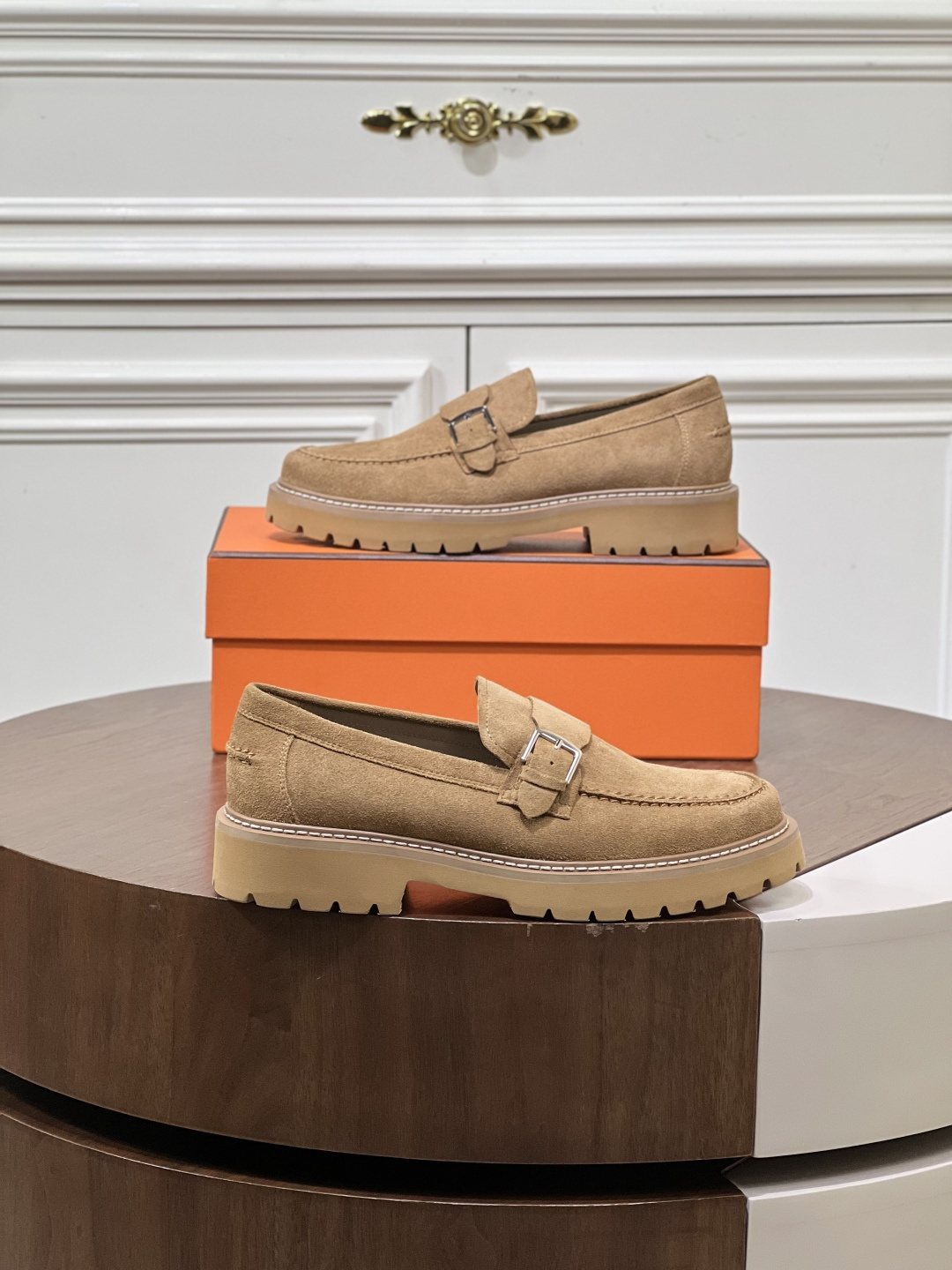Hermès Men's Metal-Bar Lug Sole Loafers