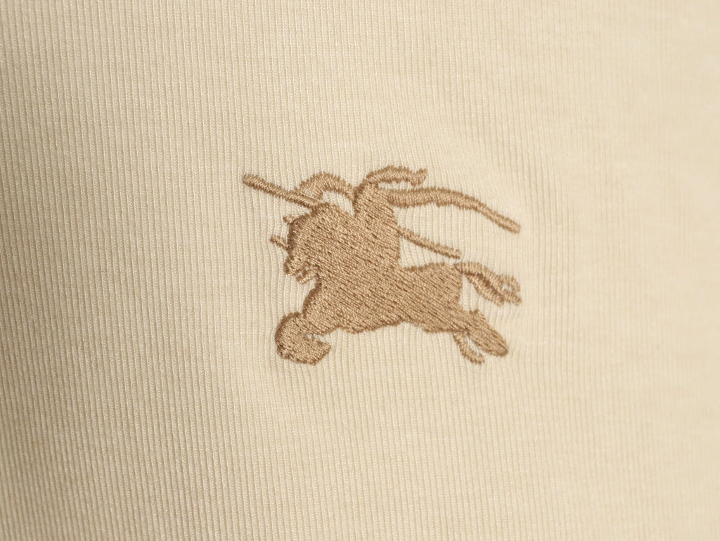 Burberry Equestrian-Detail Check Elbow-Patch Long-Sleeve Top - Cream